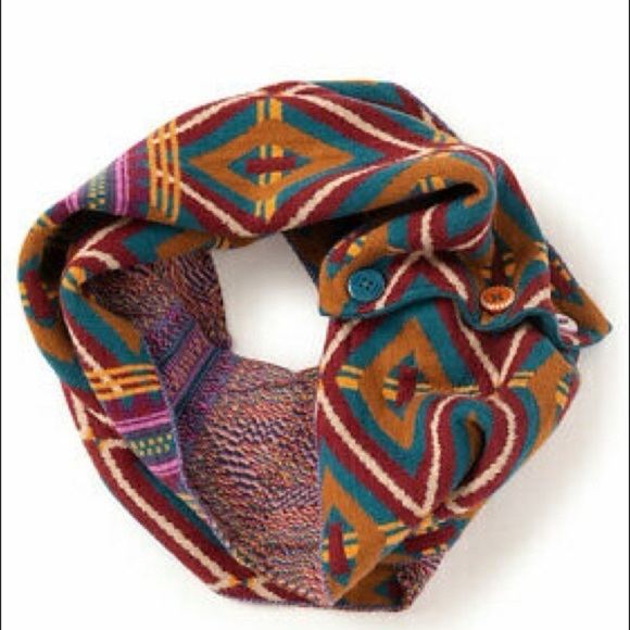 Matilda Jane 435 Fall Feels Teal Multi Geometric Infinity Scarf Size OS - Picture 11 of 13